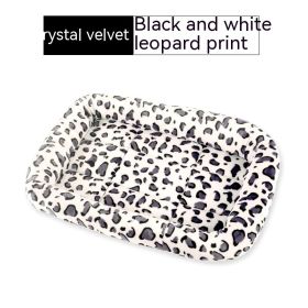 Teddy Bichon Cage Mat Small And Medium Dog Mat TeddyPomeranian Cotton Cushion (Option: Crystal White Velvet Leopard-L Large About 68X50CM)